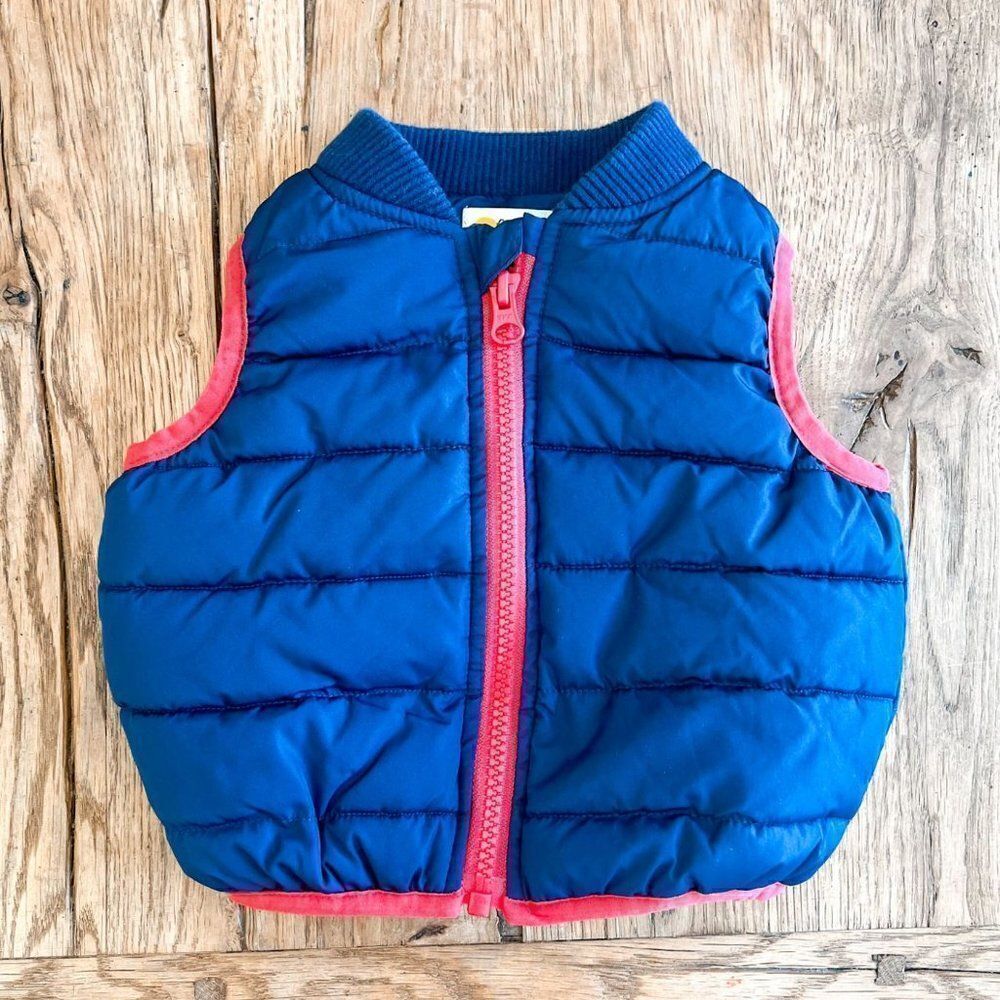 Mini Boden Blue Puffer Vest Size 6-12M